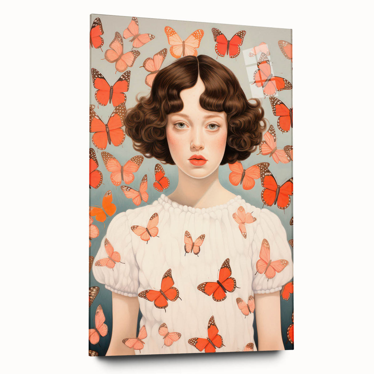 Maximalist Wall Art - Bold Portrait with Butterflies for Eclectic Decor