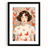 Maximalist Wall Art - Bold Portrait with Butterflies for Eclectic Decor