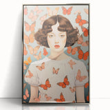 Maximalist Wall Art - Bold Portrait with Butterflies for Eclectic Decor