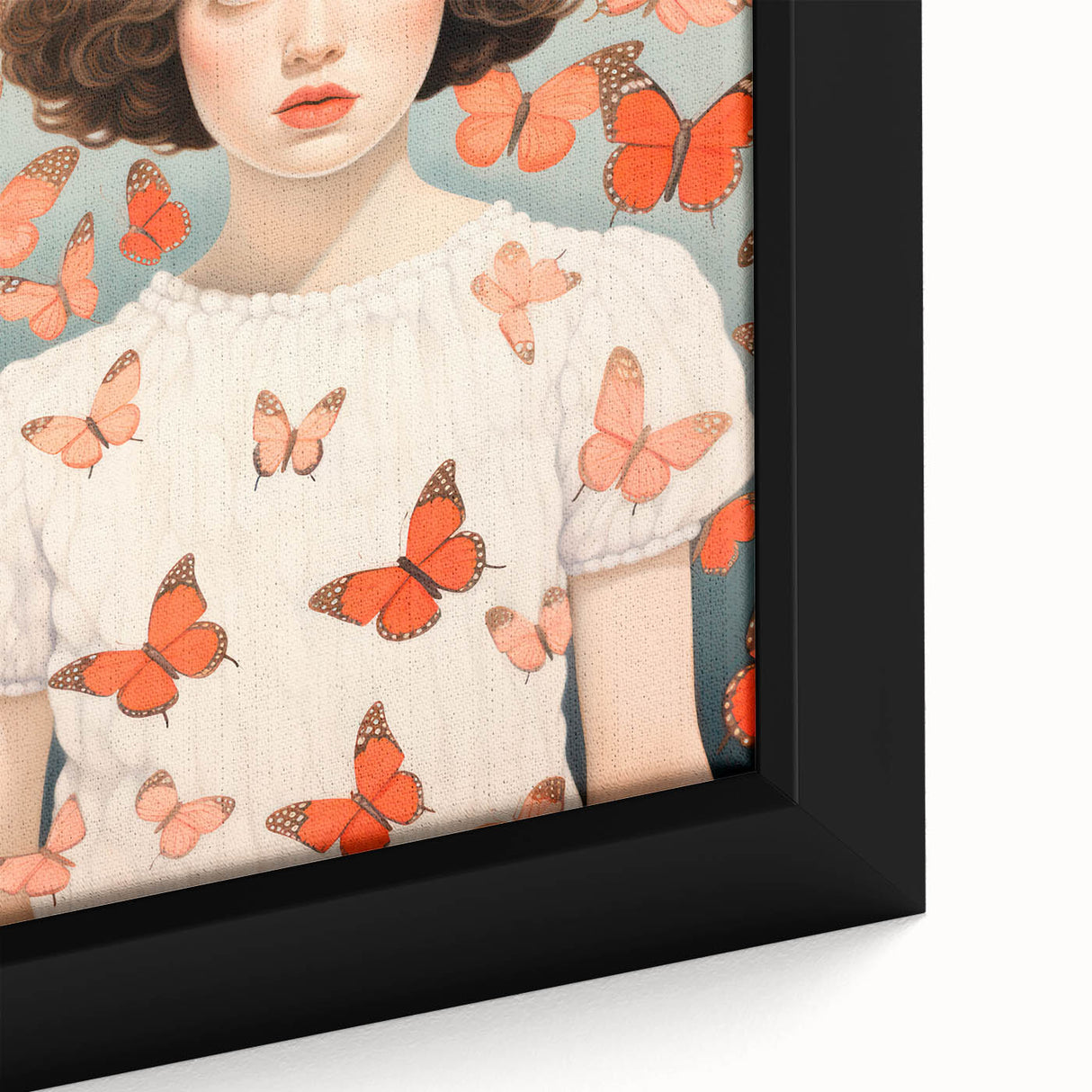 Maximalist Wall Art - Bold Portrait with Butterflies for Eclectic Decor