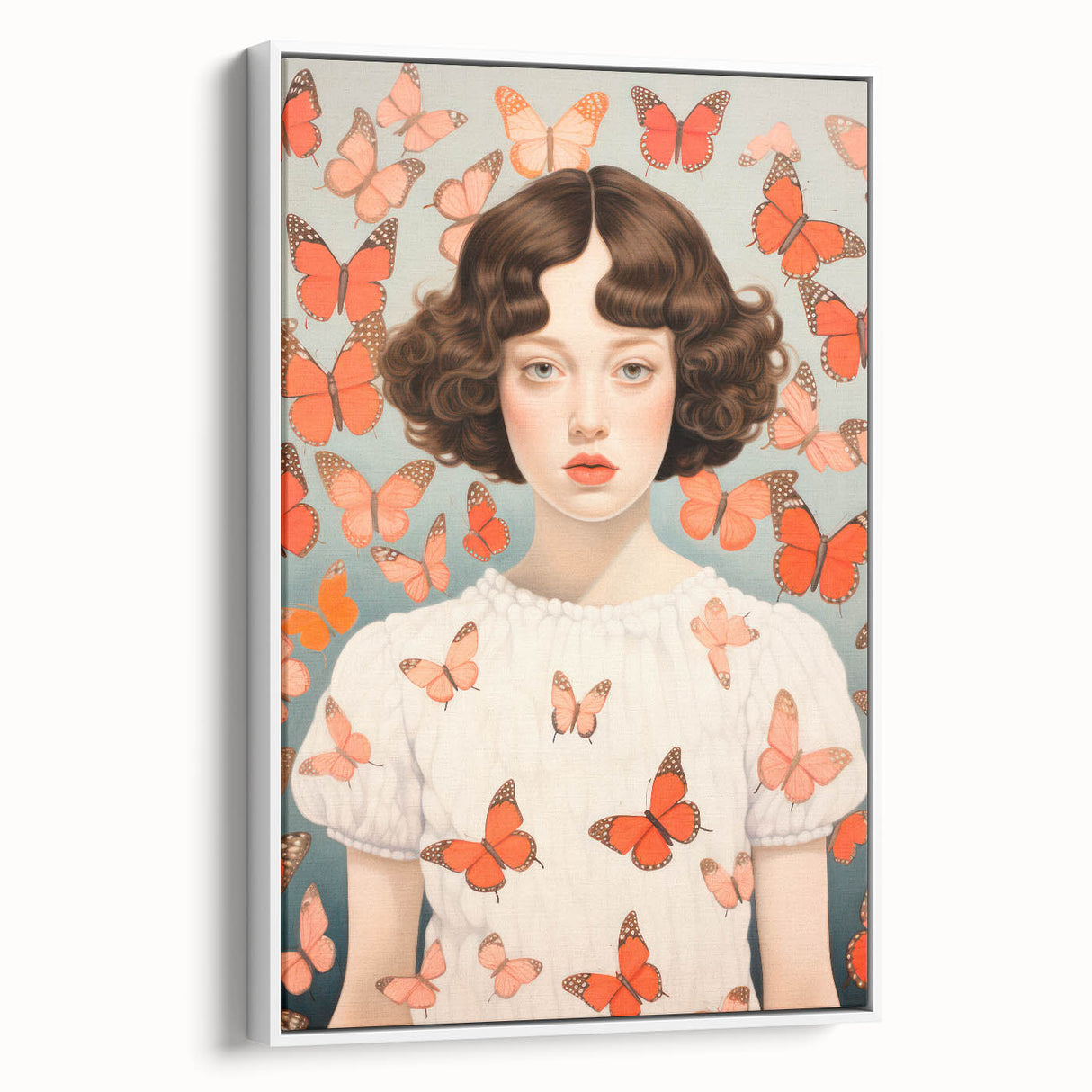 Maximalist Wall Art - Bold Portrait with Butterflies for Eclectic Decor