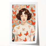 Maximalist Wall Art - Bold Portrait with Butterflies for Eclectic Decor