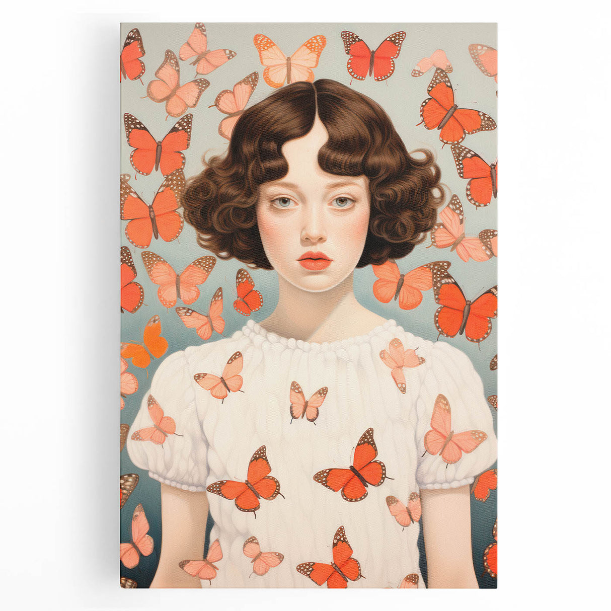 Maximalist Wall Art - Bold Portrait with Butterflies for Eclectic Decor