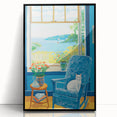 Maximalist Wall Art - Cozy Seaside Scene with Cat - Vibrant Decor Piece