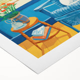 Maximalist Wall Art - Cozy Seaside Scene with Cat - Vibrant Decor Piece