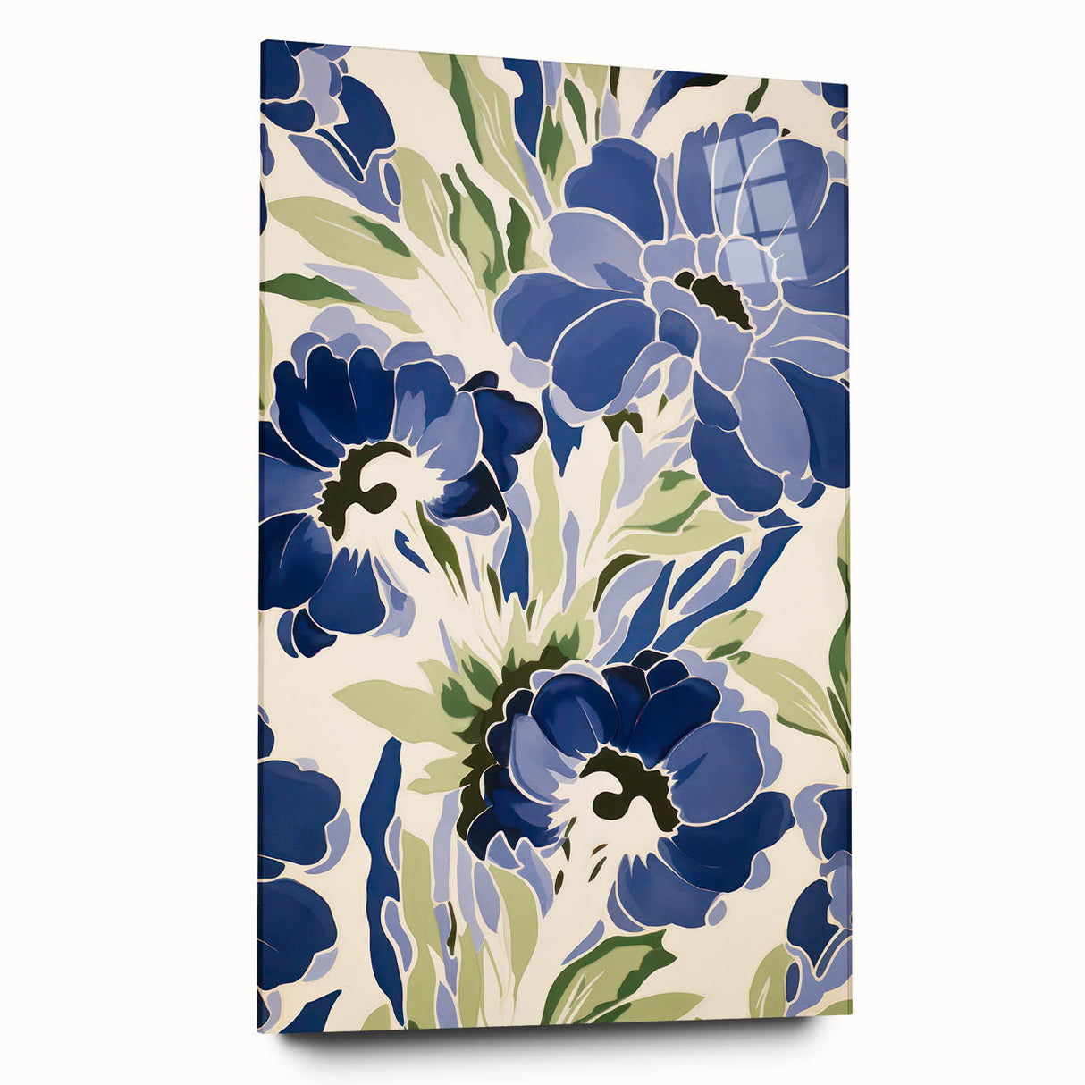 Maximalist Wall Art - Bold Blue Floral Print for Eclectic Home Decor