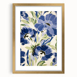 Maximalist Wall Art - Bold Blue Floral Print for Eclectic Home Decor