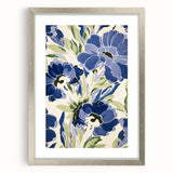 Maximalist Wall Art - Bold Blue Floral Print for Eclectic Home Decor