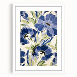 Maximalist Wall Art - Bold Blue Floral Print for Eclectic Home Decor