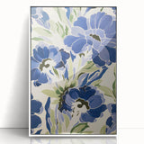 Maximalist Wall Art - Bold Blue Floral Print for Eclectic Home Decor