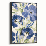 Maximalist Wall Art - Bold Blue Floral Print for Eclectic Home Decor