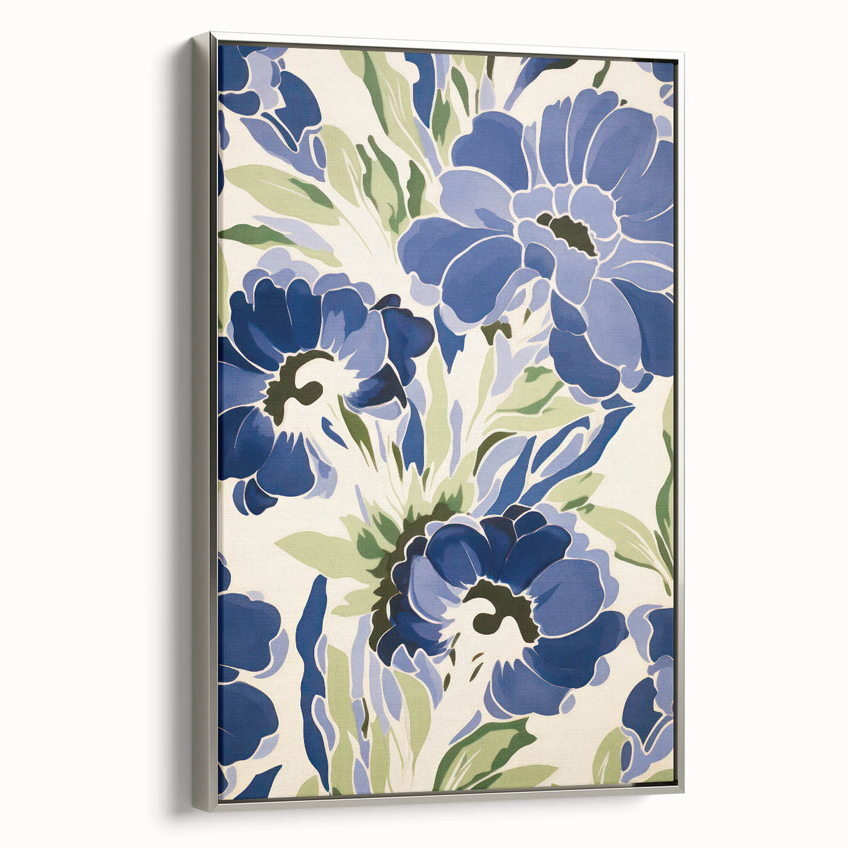 Maximalist Wall Art - Bold Blue Floral Print for Eclectic Home Decor