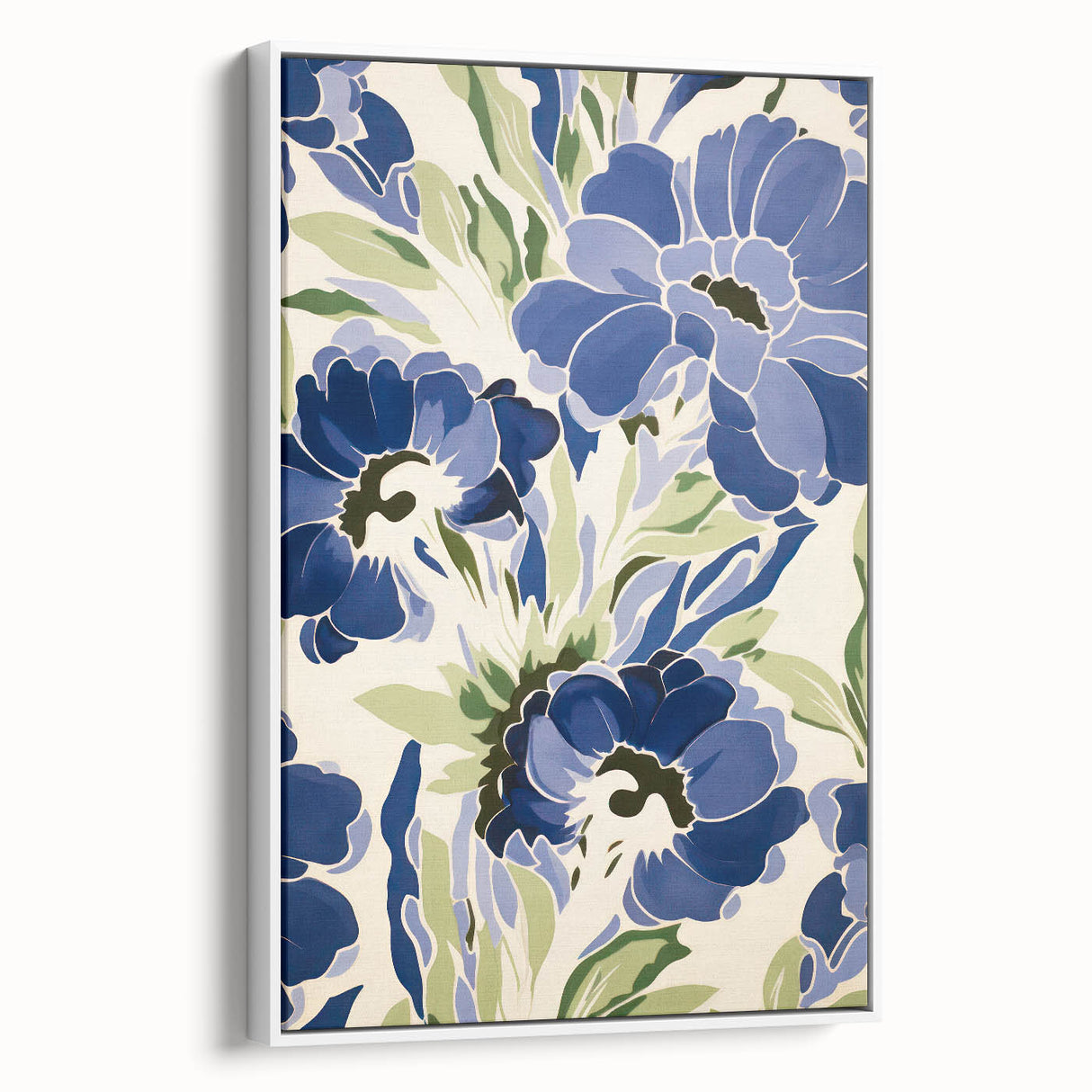 Maximalist Wall Art - Bold Blue Floral Print for Eclectic Home Decor