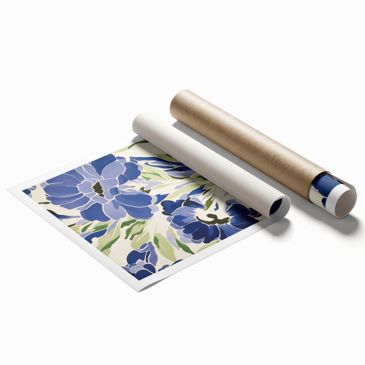 Maximalist Wall Art - Bold Blue Floral Print for Eclectic Home Decor