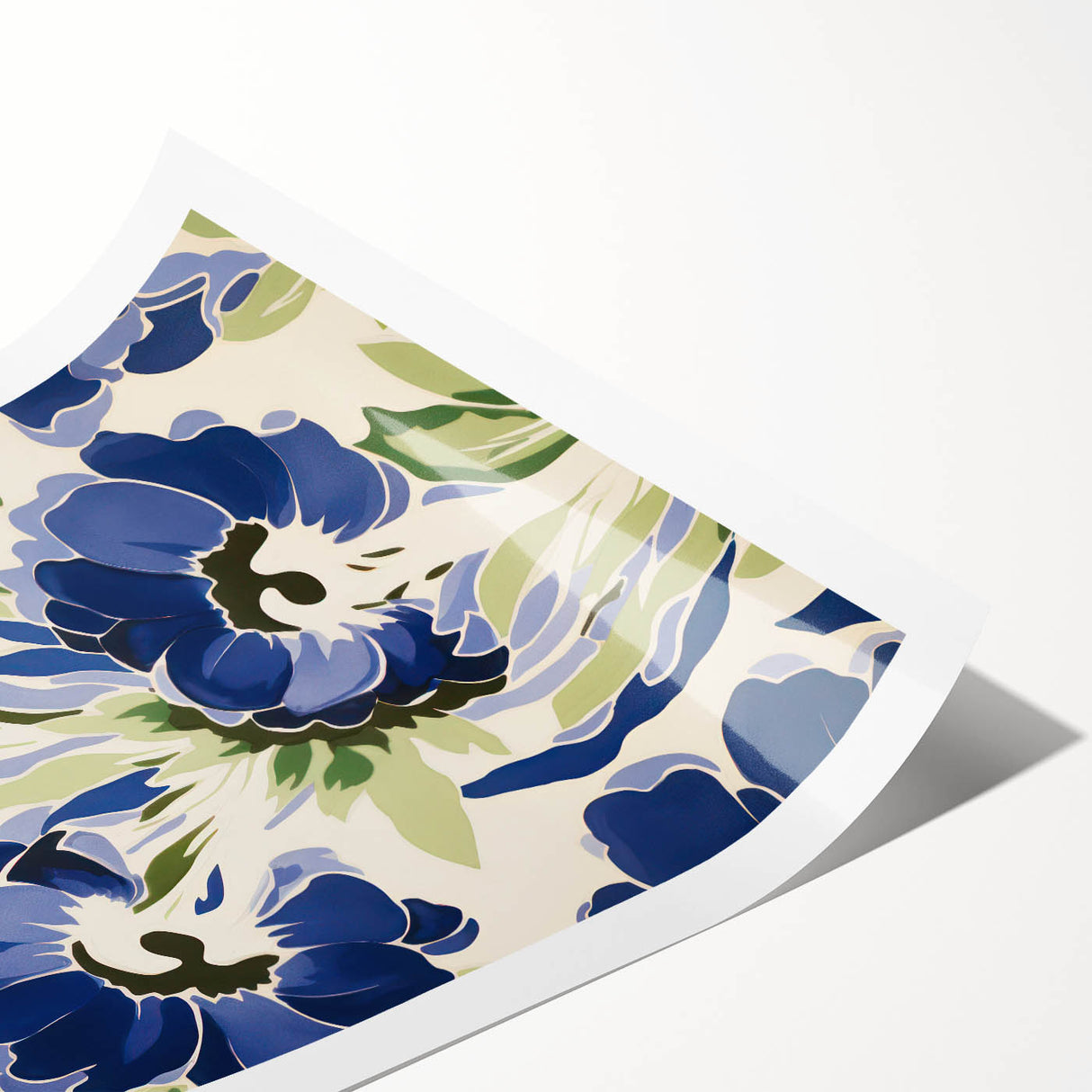 Maximalist Wall Art - Bold Blue Floral Print for Eclectic Home Decor