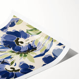 Maximalist Wall Art - Bold Blue Floral Print for Eclectic Home Decor