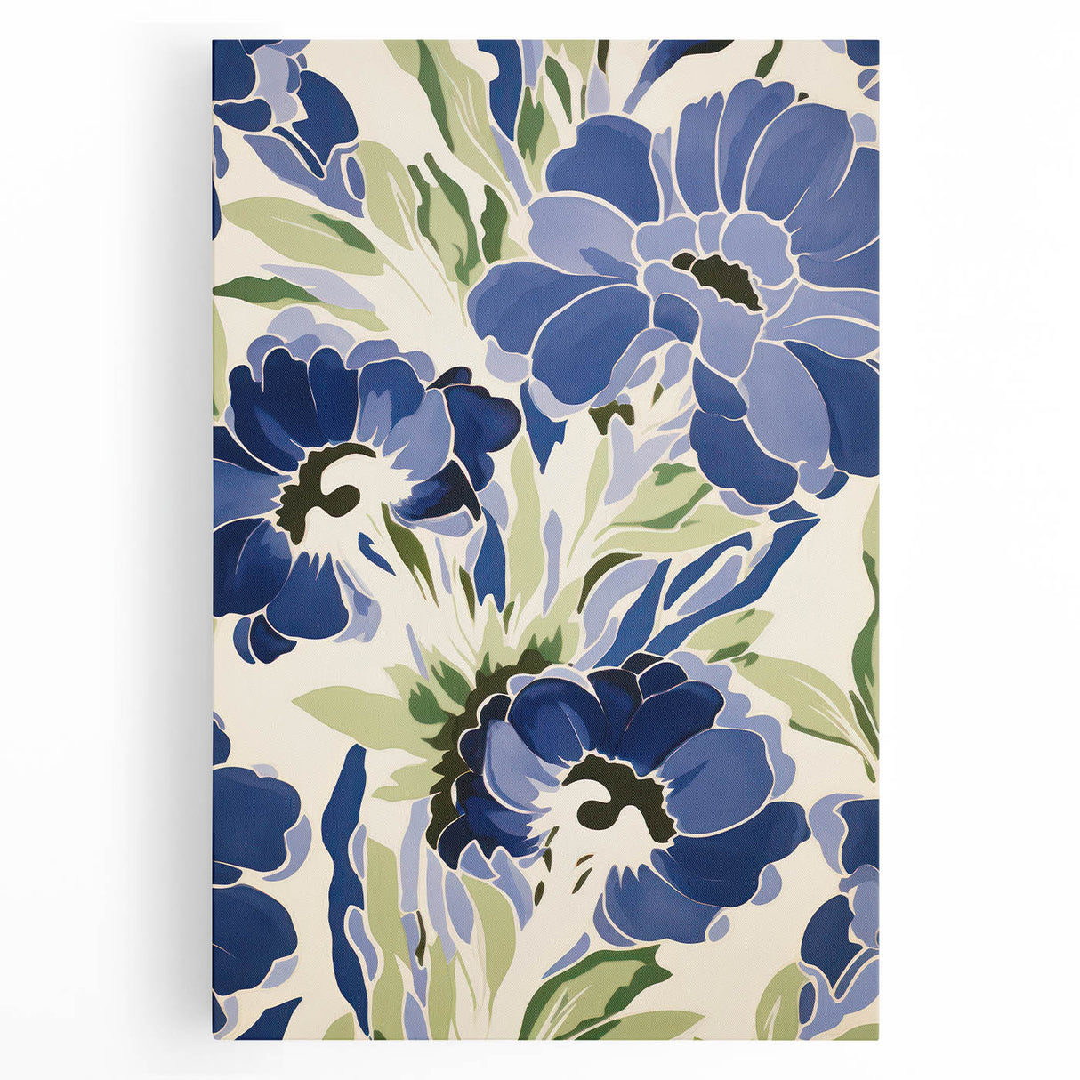 Maximalist Wall Art - Bold Blue Floral Print for Eclectic Home Decor