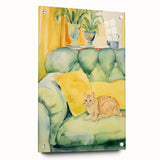 Maximalist Wall Art - Whimsical Cat on Sofa Print for Eclectic Decor
