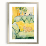 Maximalist Wall Art - Whimsical Cat on Sofa Print for Eclectic Decor