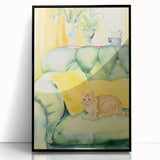 Maximalist Wall Art - Whimsical Cat on Sofa Print for Eclectic Decor
