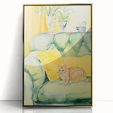 Maximalist Wall Art - Whimsical Cat on Sofa Print for Eclectic Decor