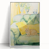 Maximalist Wall Art - Whimsical Cat on Sofa Print for Eclectic Decor