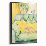 Maximalist Wall Art - Whimsical Cat on Sofa Print for Eclectic Decor