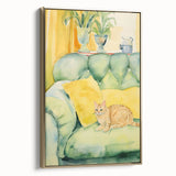 Maximalist Wall Art - Whimsical Cat on Sofa Print for Eclectic Decor
