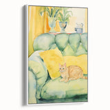 Maximalist Wall Art - Whimsical Cat on Sofa Print for Eclectic Decor