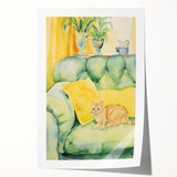 Maximalist Wall Art - Whimsical Cat on Sofa Print for Eclectic Decor