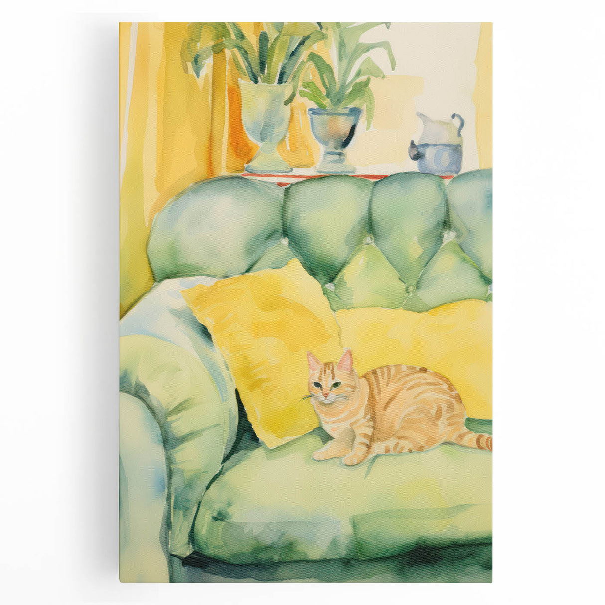 Maximalist Wall Art - Whimsical Cat on Sofa Print for Eclectic Decor