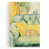 Maximalist Wall Art - Whimsical Cat on Sofa Print for Eclectic Decor