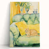 Maximalist Wall Art - Whimsical Cat on Sofa Print for Eclectic Decor