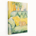 Maximalist Wall Art - Whimsical Cat on Sofa Print for Eclectic Decor