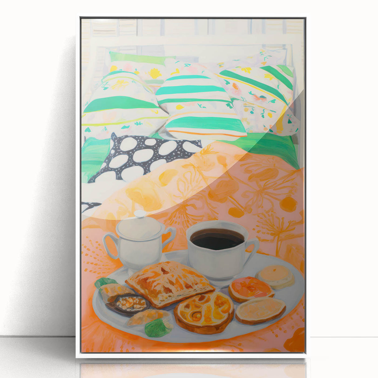Maximalist Wall Art - Bold Breakfast in Bed Print for Eclectic Decor