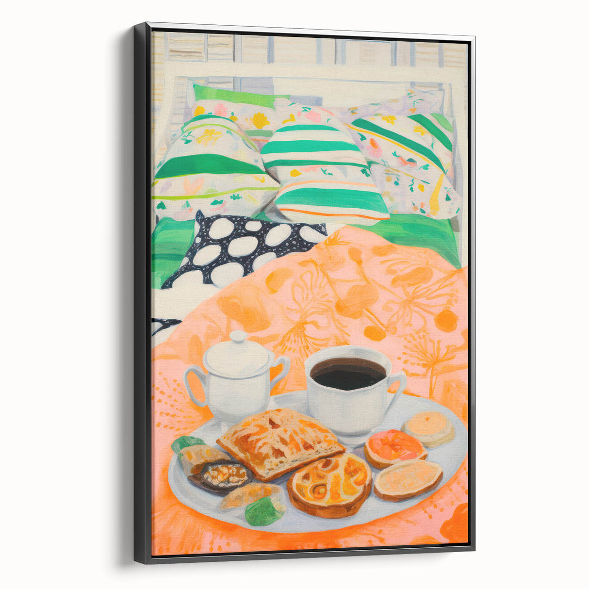Maximalist Wall Art - Bold Breakfast in Bed Print for Eclectic Decor