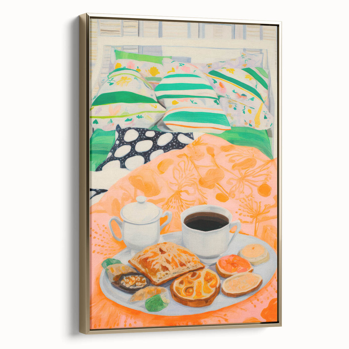 Maximalist Wall Art - Bold Breakfast in Bed Print for Eclectic Decor