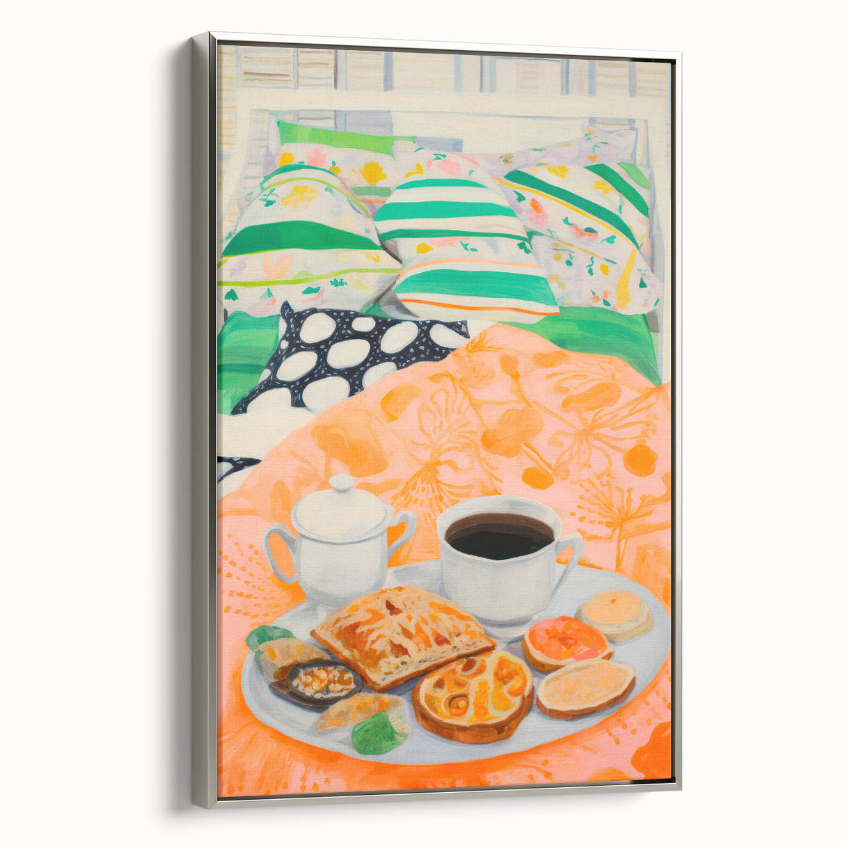 Maximalist Wall Art - Bold Breakfast in Bed Print for Eclectic Decor