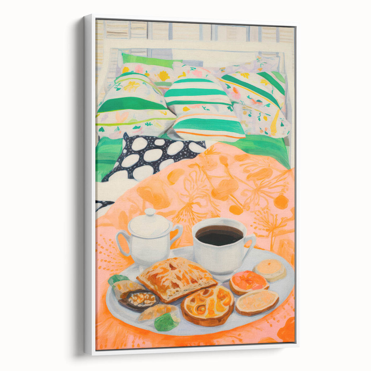 Maximalist Wall Art - Bold Breakfast in Bed Print for Eclectic Decor