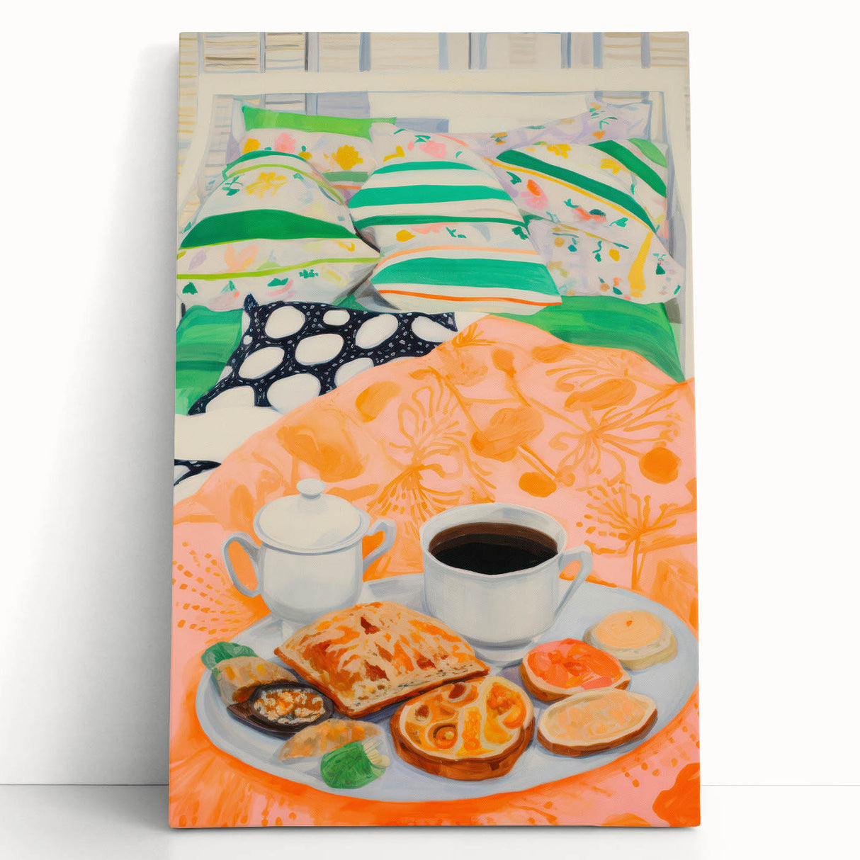 Maximalist Wall Art - Bold Breakfast in Bed Print for Eclectic Decor