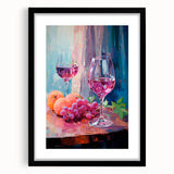 Maximalist Wall Art - Bold Wine and Fruit Print for Eclectic Decor