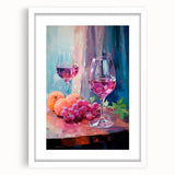 Maximalist Wall Art - Bold Wine and Fruit Print for Eclectic Decor