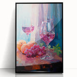 Maximalist Wall Art - Bold Wine and Fruit Print for Eclectic Decor