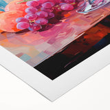 Maximalist Wall Art - Bold Wine and Fruit Print for Eclectic Decor