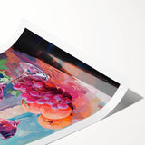 Maximalist Wall Art - Bold Wine and Fruit Print for Eclectic Decor