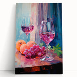 Maximalist Wall Art - Bold Wine and Fruit Print for Eclectic Decor
