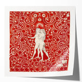 Maximalist Wall Art - Intricate Red Design with Figures | Bold Decor