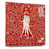 Maximalist Wall Art - Intricate Red Design with Figures | Bold Decor