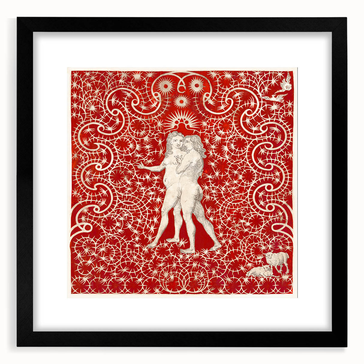 Maximalist Wall Art - Intricate Red Design with Figures | Bold Decor