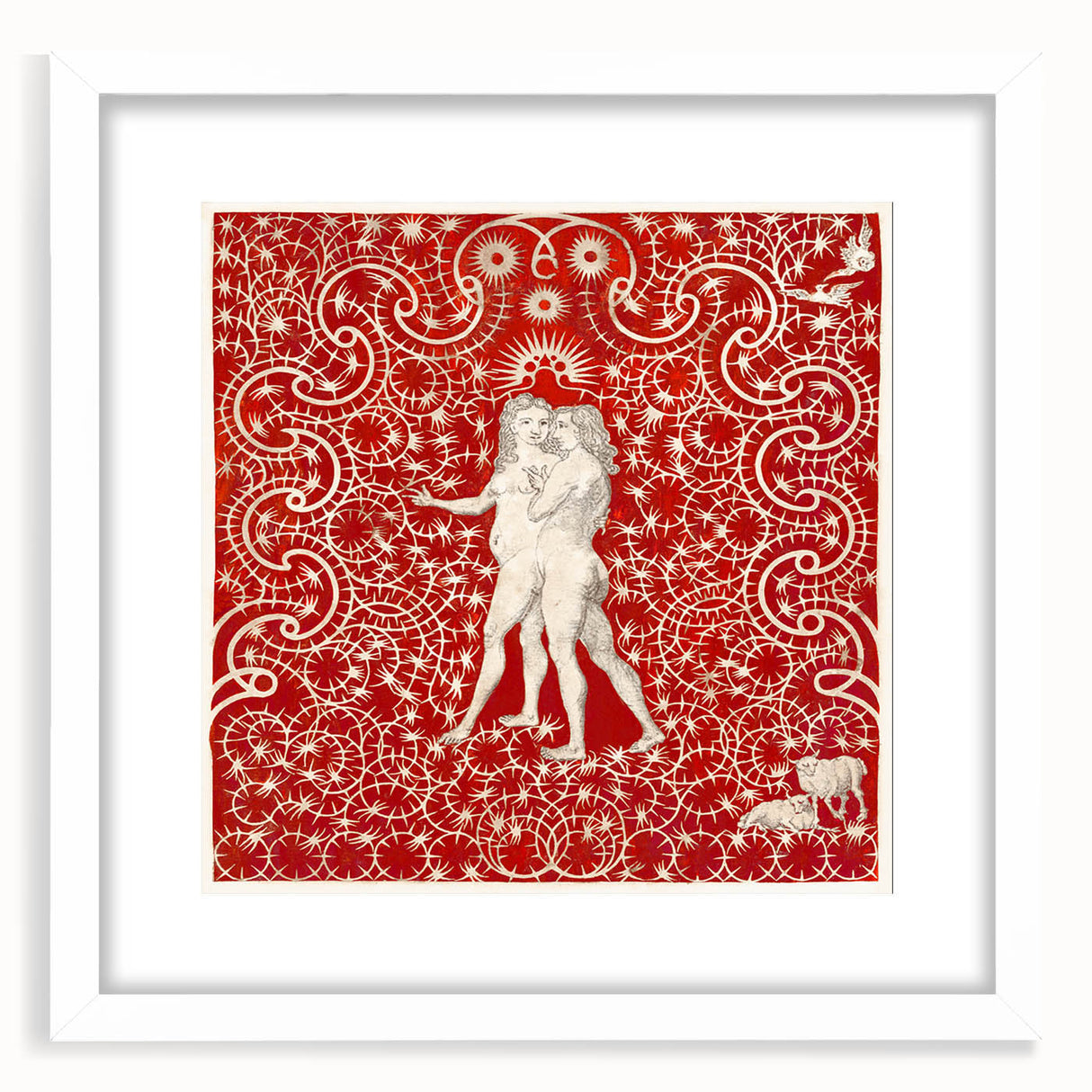 Maximalist Wall Art - Intricate Red Design with Figures | Bold Decor